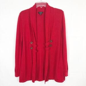 B Design Open Front Red Cardigan Size Medium